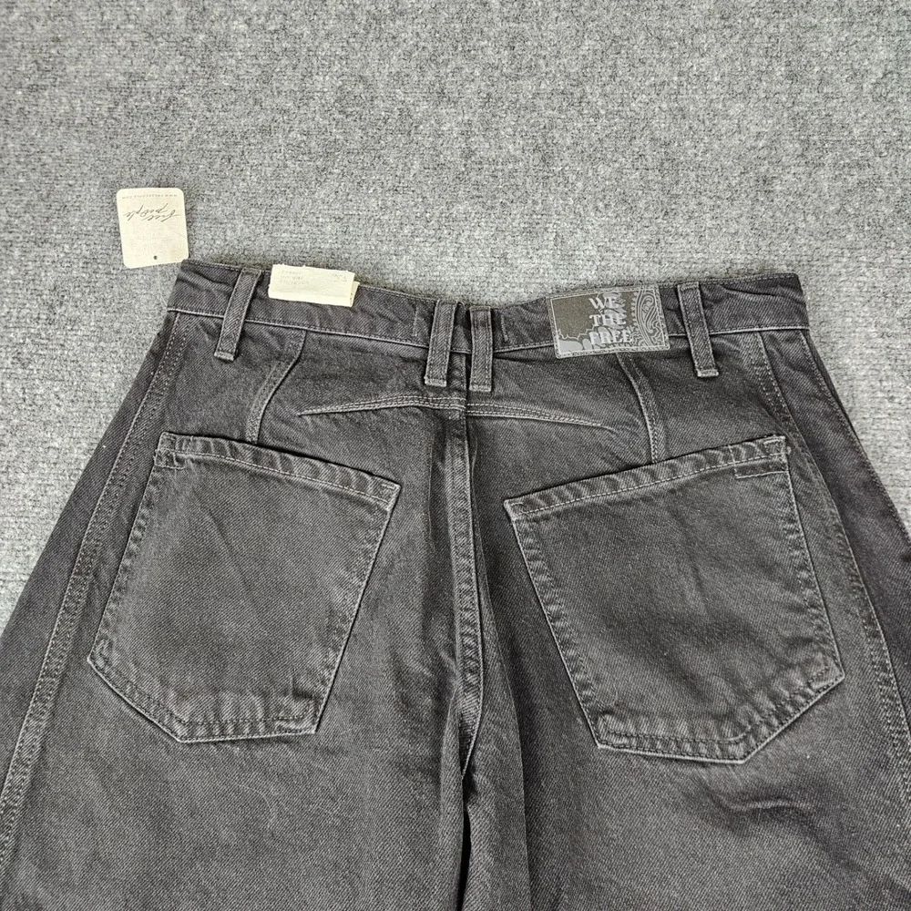 Free People We The Free Lucky You Mid Rise Barrel Jeans Black 27 OB1697503